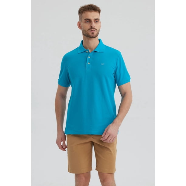 Polera Hombre Pique Básica Lisa Turquesa - V