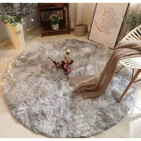 Bj Hogar - Alfombra Redonda 1 Metro Plomo Claro Jaspeado