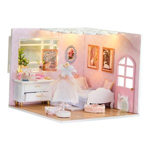 Magideal - Hecha A Mano, De Bricolaje, Mini Casa De Madera Con Cubierta A Prueba De Polvo, De Construcción De Casa Pequeña Para Niñas, Ni Dormitorio De Niña