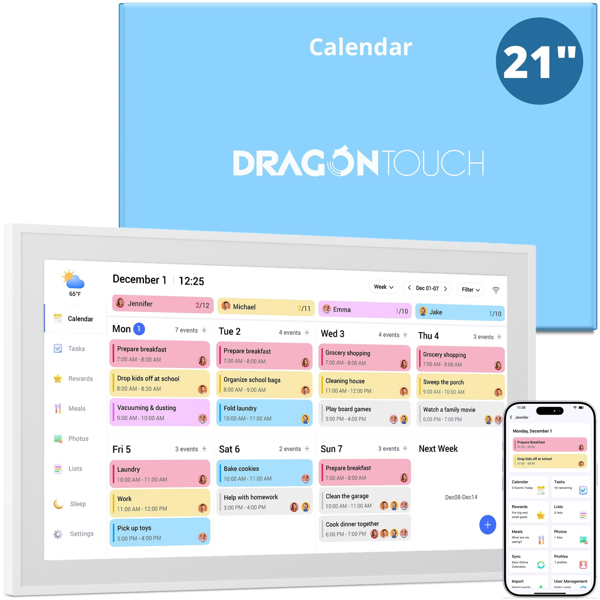 Calendario Digital Y Tabla De Tareas Dragon Touch 21.5