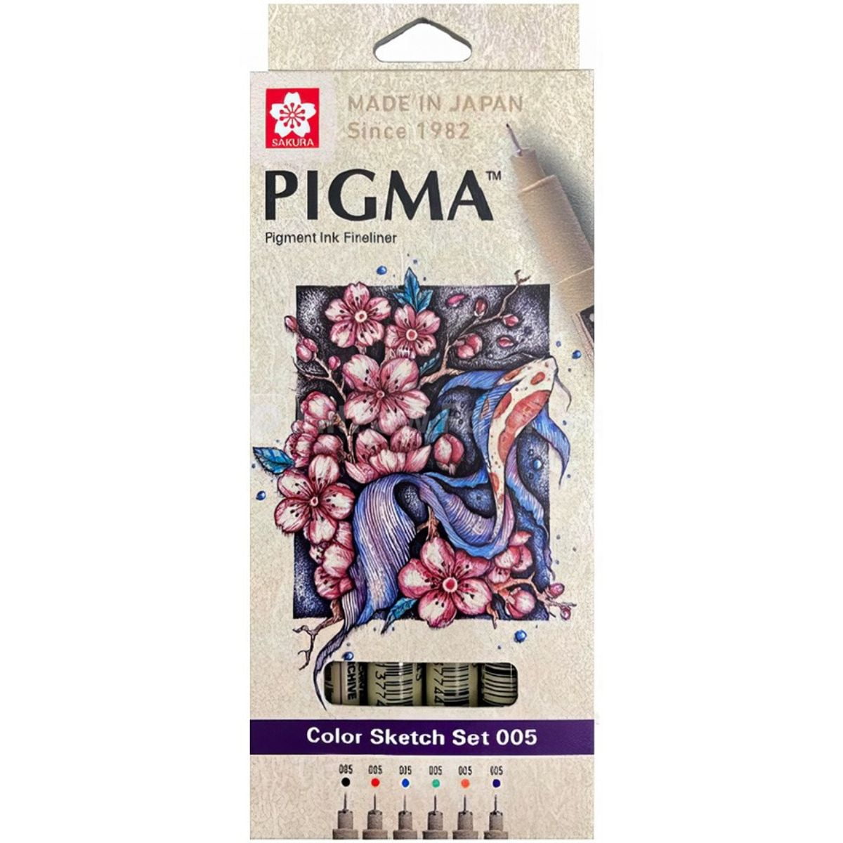 Set 6 Tiralíneas Sakura Pigma Micron 0.05mm Colores Básicos