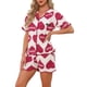 thumbnail image 4 of INSPIRE CHIC Pijamas para Mujer con Sujetador Incorporado, Volantes, Camiseta de Manga Corta con Botones y Shorts, Ropa de Dormir XL Corazón Rojo, 4 of 6