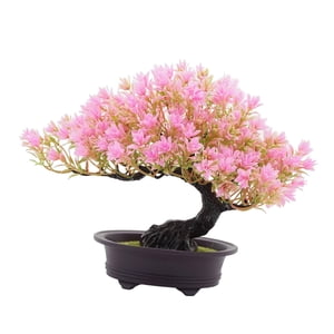 Magideal - Bonsái Artificial, Plantas De Imitación, Plantas Falsas Pequeñas Para Interiores, Decoración De Plantas Artificiales Para Escritorio, Exhibición Rosa