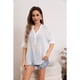 thumbnail image 3 of Blusa Mujer Tendencia Lino Algodón Premium Liviana Botones Textura 053, 3 of 3