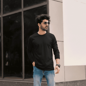 T-World - Polera Algodón Manga Larga Cuello Redondo Uv Antipilling Negro