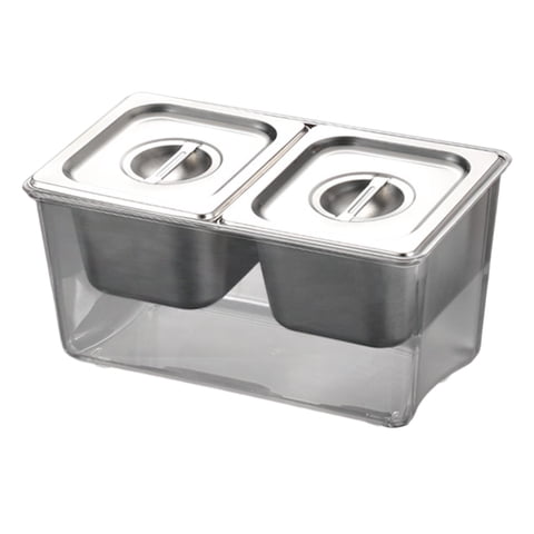 Bothyi - Carrito Para Condimentos Refrigerados, Compartimentos Extraíbles Para Bares, Tiendas De Té Con Leche, 2 Compartimentos