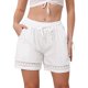 thumbnail image 1 of INSPIRE CHIC Pantalones Cortos de Línea con Cintura Alta Elástica y Cordón para Mujer con Bolsillos Blanco L, 1 of 6