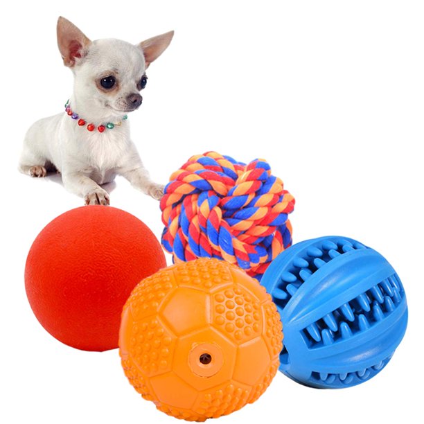 Pelotas Volacopets para Perro – Juguetes de Goma con Sonido, Dental y Cuerda (Pack de 4)