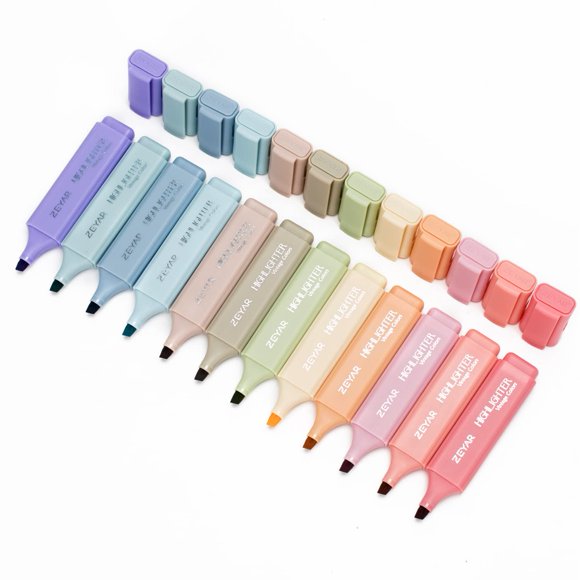 Resaltador ZEYAR 12 colores vintage con punta de cincel