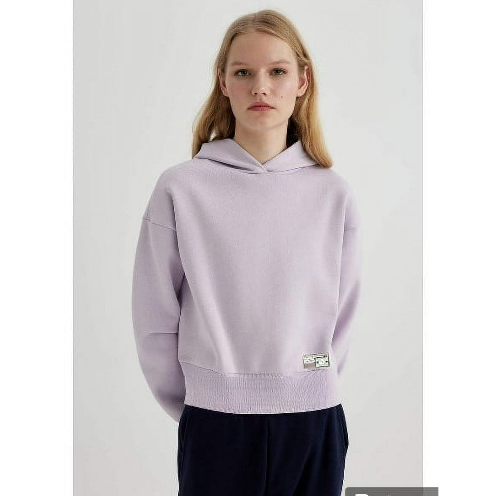 Home Fashion - Poleron Crop Mujer Lila Con Capucha Talla L