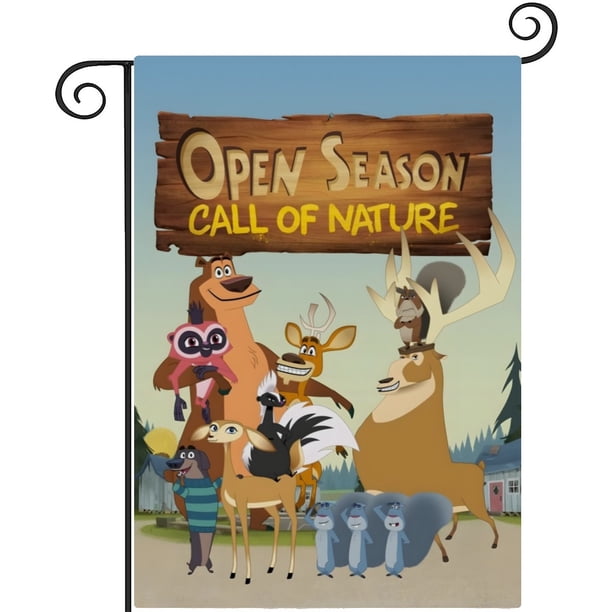 Open Season: Llamada de la Naturaleza-bandera de jardín temática. Regalo perfecto para fans, amigos y familiares, ideal para actividades al aire libre y decoración de fiestas.28CM*45CM