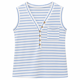 thumbnail image 2 of Polera Mujer Rayada Sin Mangas Cuello V Con Botones celeste Talla Única, 2 of 2