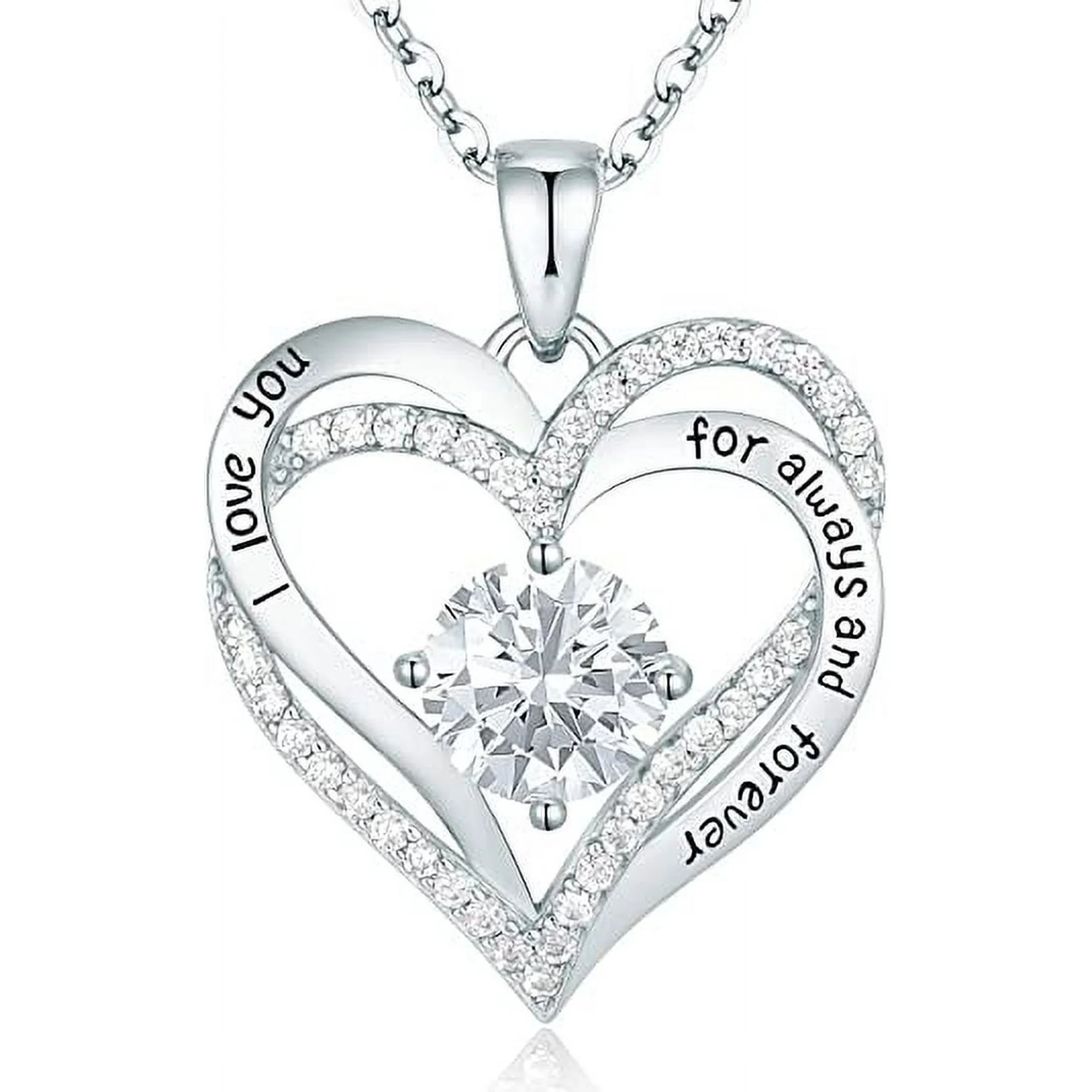 Heshpaws - Collar Colgante De Amor De Amor Con Piedra De Nacimiento Zirconia, Regalo De Joyería De Las Mujeres Para La Navidad, Cumpleaños, Aniversario