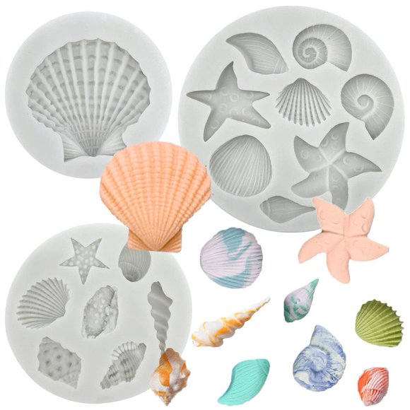 Molde de Silicona Tema Marino GeoGeoDIY 3 Piezas para Fondant y Pasteles