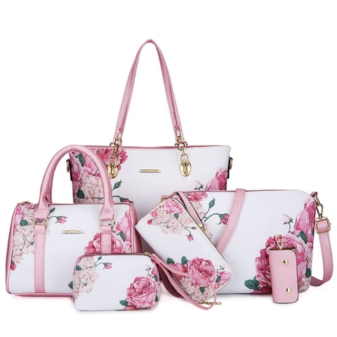 2E-Youth - Set De 2 Monederos Y Bolsos Juveniles Para Mujer, 6 Unidades, Color Rosa