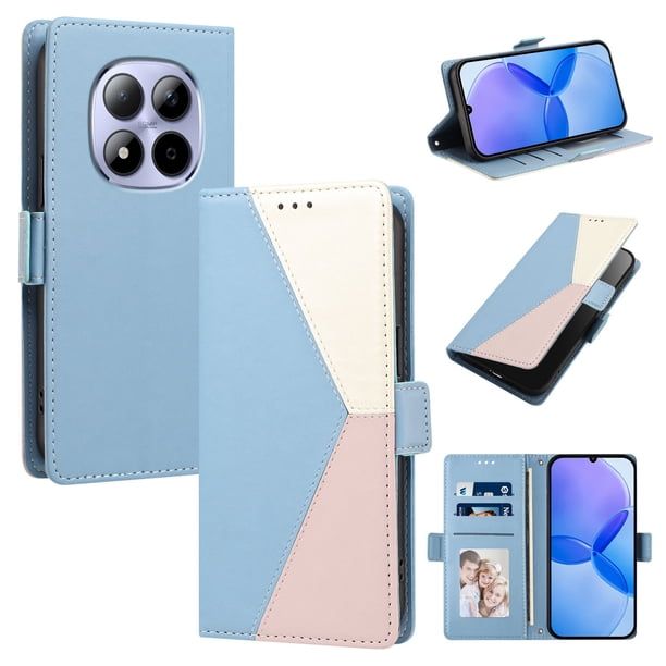 Funda Tipo Libro para Xiaomi Redmi Note 15 Pro 4G con Ranuras, Azul Claro