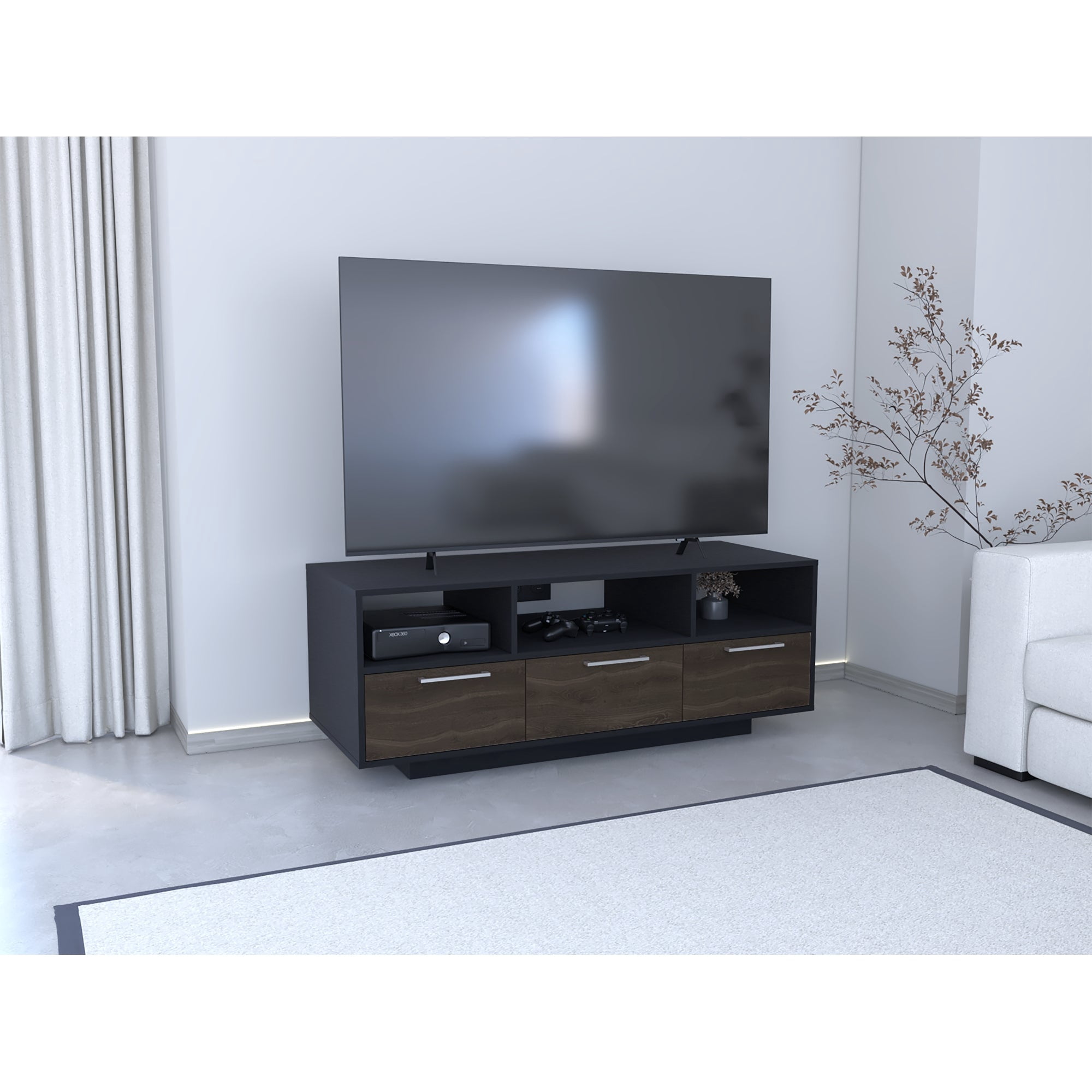 Tuhome - Rack Tv 58" Wema Wengue Y Coñac 49x130x50 Cm