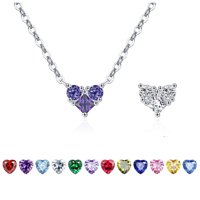 Collar Heshpaws Corazón Doble Faz Zirconia Plata 925 Con Caja De Regalo