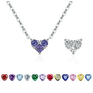 Collar Heshpaws Corazón Doble Faz Zirconia Plata 925 Con Caja De Regalo