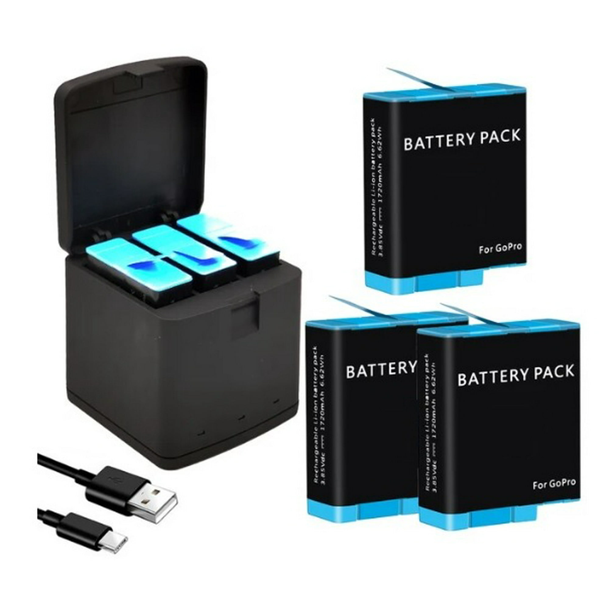 Genérico - Kit Cargador Triple + 3 Baterías Gopro 9, 10, 11, 12 Alternativa