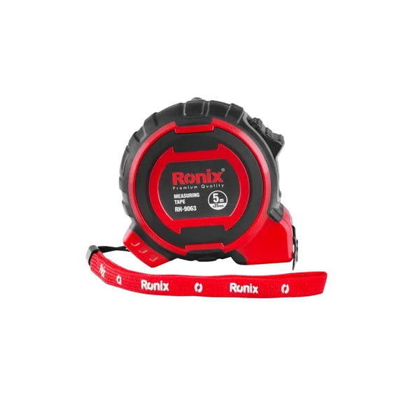 Cinta Métrica 5m ABS + TPR Negro con Rojo