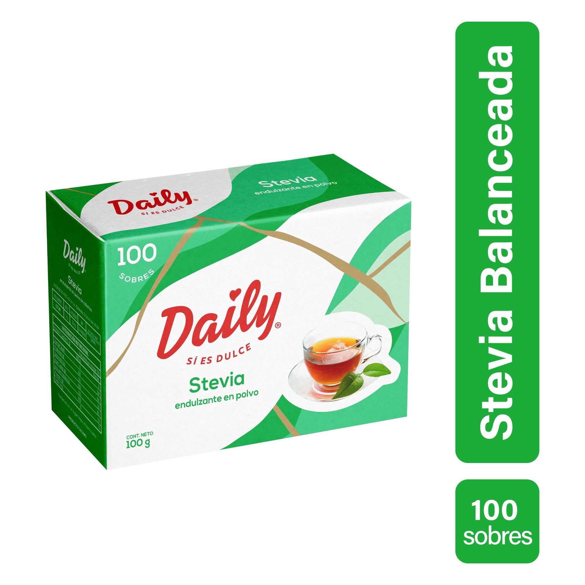 Endulzante Polvo Stevia Sachet 100 Daily