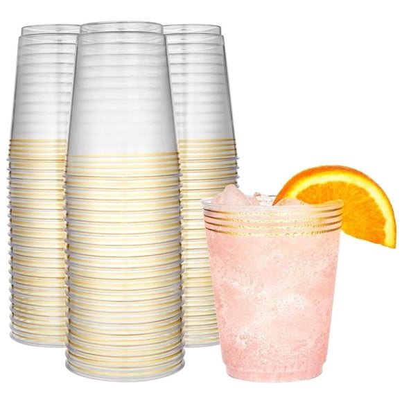 Vasos desechables de plástico para cócteles, 300 ml, 50 unidades, color dorado