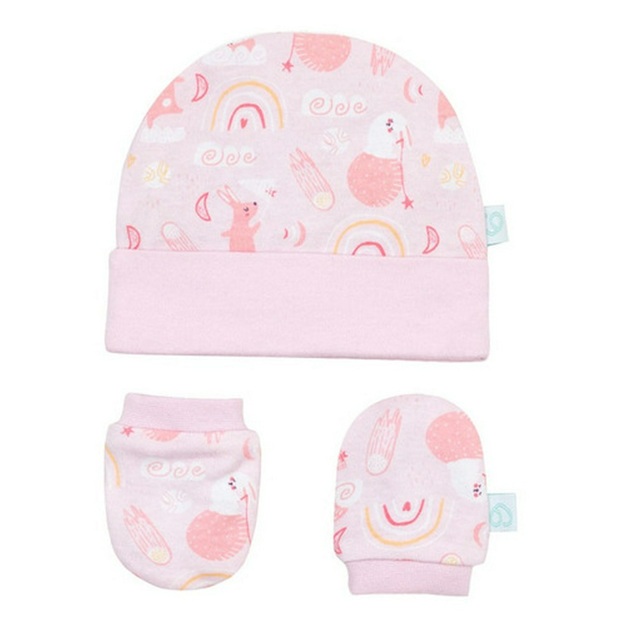 Babyblisspro - Set 2 Piezas Baby Gift Gorrito Y Mitones Bambino Rosado