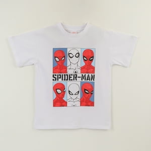 Polera Manga Corta Niño Blanco Spiderman Face Marvel