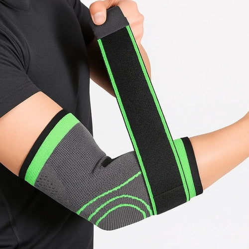Coderas De Compresión Codera Gym Codera Deportiva Soporte Codo 28cm Ajustable Con Banda Coderas Ortopedicas Epicondilitis Unidad Gris/verde