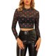thumbnail image 5 of INSPIRE CHIC Blusa de San Valentín para Mujer, Top Corto de Malla Semitransparente con Manga Larga y Cuello Redondo, Talla S, Negro, 5 of 8