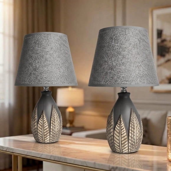 Lámpara Velador Mesa Decoración Dormitorio Escritorio Living Minimalista Interior Pack de 2 E27