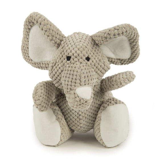 Juguete de peluche para perros GoDog Checkers Elephant con Squeaker Grey