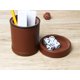 thumbnail image 5 of Juego de tazas para dados RERIVER de piel sintética con tapa y forro de fieltro marrón oscuro, 5 of 6