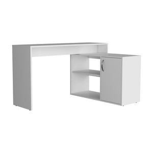 Fmfurniture - Escritorio En L 71X125X90 Cm 1 Puerta Blanco
