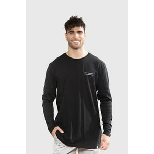Polera Orgánica Manga Larga Vertical Logo Negro Hombre Falcone