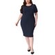 thumbnail image 1 of Vestido de talla grande para mujer, manga corta, por encima de la rodilla, vestido tubo, ropa de oficina para trabajar, 2X azul marino, 1 of 6