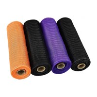 Magideal - Juego De 4 Cintas De Malla, 26 Cm X 30 Pies, Accesorio Multiusos, Reutilizable, Naranja, Negro, Morado, Decoración Diy Para Manualidades De Halloween