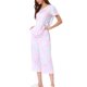 thumbnail image 4 of INSPIRE CHIC Conjunto de Pijama de Mujer con Tinte de Corbata Cuello en V Manga Corta Pantalones Capri Conjunto de Salón con Bolsillos M Azul Polvo, 4 of 6