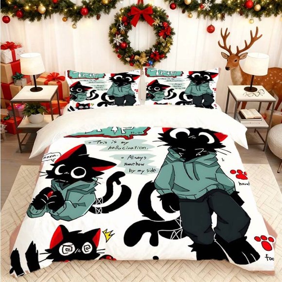 Trip Cat Printed Duvet Cover Set Bedding Set Including Duvet Cover and Pillowcases Soft and Comfortable Ideal for Home Bedroom and Guest Room Use Suitable for A