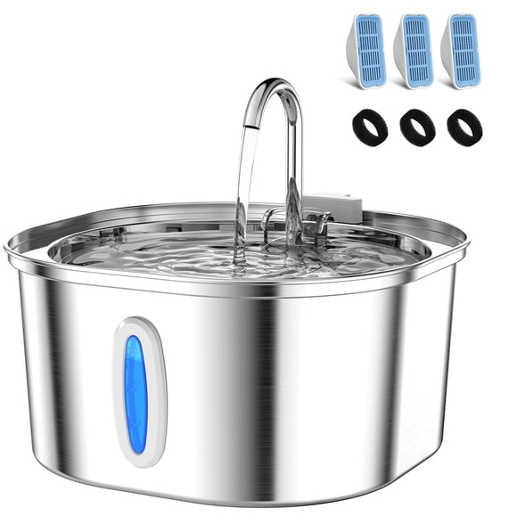 Fuente de agua PEKTACO 3.2 L de acero inoxidable para perros y gatos