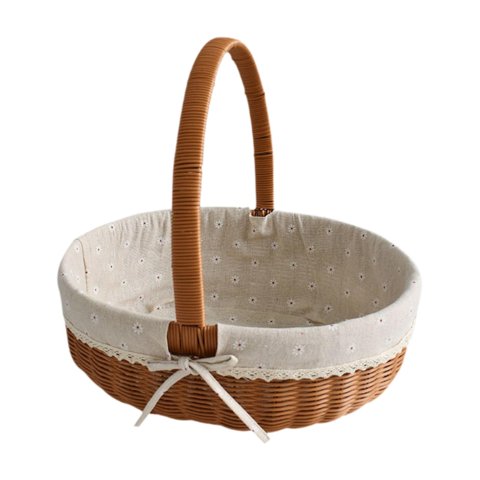 Magideal - Cesta De Picnic De Ratán Sintético, Cesta De Almacenamiento, Cesta Decorativa Tejida Con Asa, Cesta De Picnic Ligera, Cesta De Frutas Para , Style C Estilo C