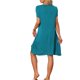 thumbnail image 3 of Camisón de Manga Corta para Mujer INSPIRE CHIC Regreso a Clases con Bolsillos Suave y Elástico Cuello en V Largo a la Rodilla Camisón de Descanso L Azul Pavo Real, 3 of 6