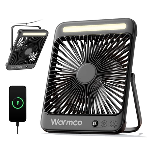 Ventilador Portátil De Escritorio Warmco 20000 Mah Con Luz Led 20-48 H