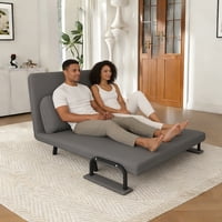 M&Ms - 46"" Wide Folding Sofa Bed 5-In-1 Convertible Chair For Two - 5-Position Adjustable Backrest With Pillow, Space-Saving Sleeper For Living Room, Bedroom & Office (71.6""W X 46""D)(Grey)