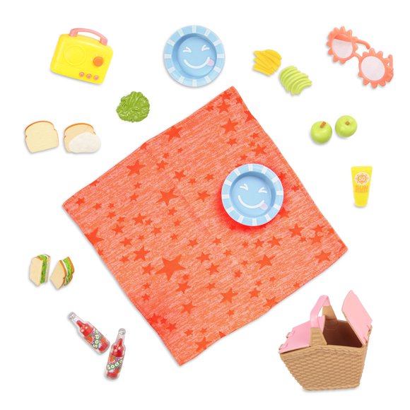 Set de pícnic GG para niñas con purpurina, de 14 pulgadas, de Doll Accessories