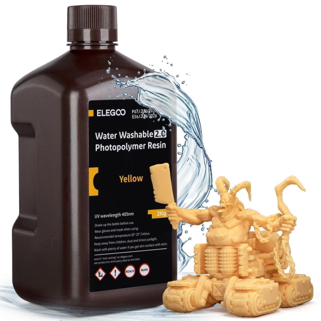 Impresora 3d De Resina Elegoo, Lavable Con Agua 2.0, Color Amarillo, 2 Kg