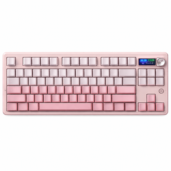 Teclado MEcanico Ajazz MK87 Three Mode Layout 87 Teclas + pantalla + Knob Gradient Pink