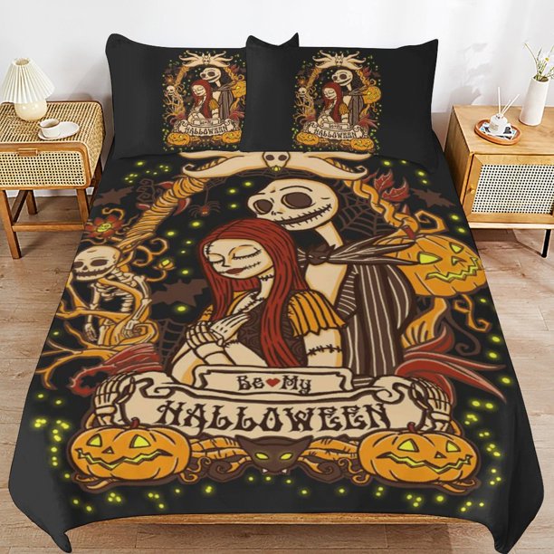 The Nightmare Before Christmas Duvet Cover Set 3 Piece Bedding Set Double Sided Printing Decorative Comforter Cover Set