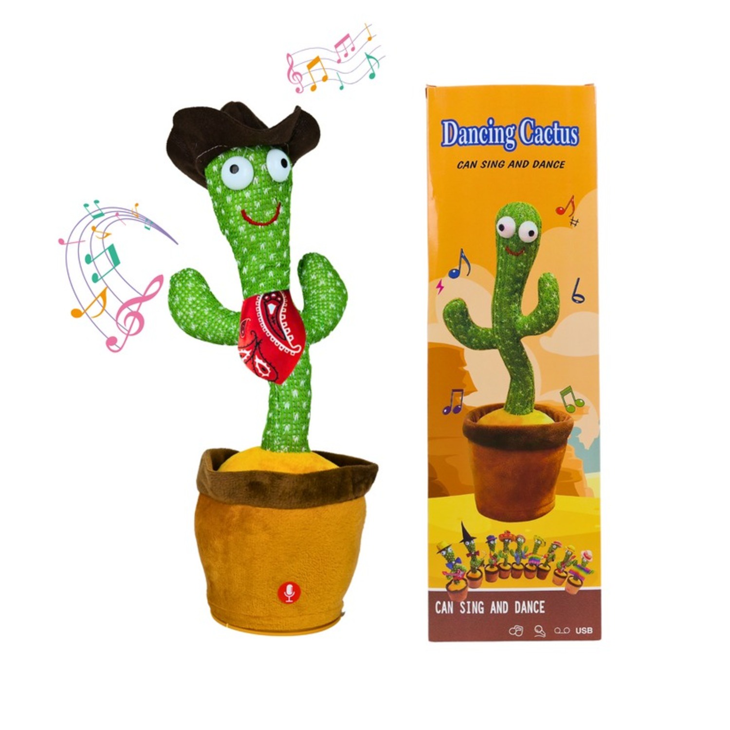 Soleio - Cactus Bailarín Imita Voz Musical Juguete Felpa Cowboy